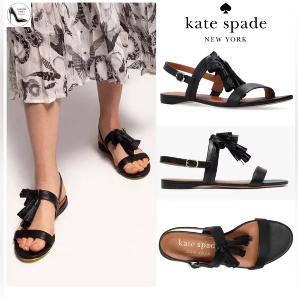 Kate Spade ♠️ black leather sandals size 8